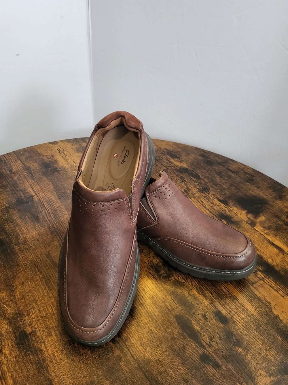 Clarks Un Brawley Step Slip On Loafers Mens 11 1/2  Brown Leather Round Toe